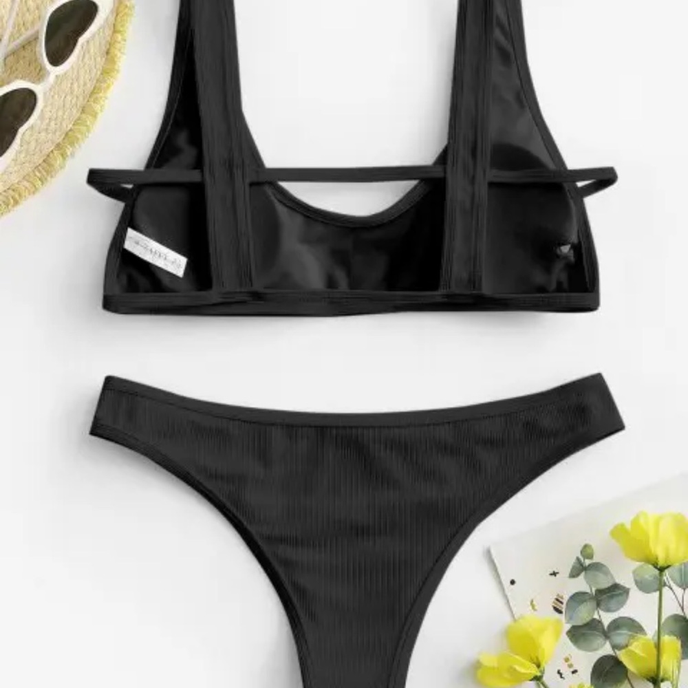 Black Ribbed Bikini